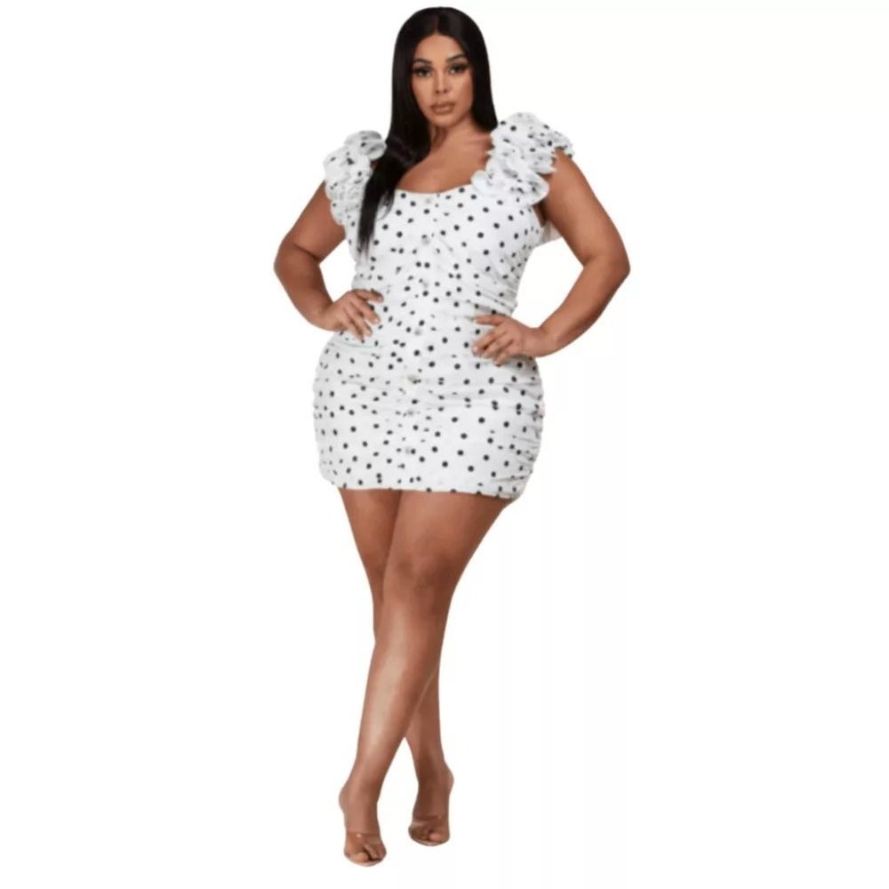 Plus Size Polka Dottie Mini Dress